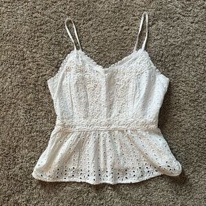 Women’s Jopaa White Lacy Babydoll Tank Top